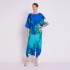 In stock - Miyake Fold Summer New Product Printed Waist Waist Dress Handmade Fold Temperament Skin Covering Long Dress