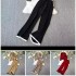 Xiaoxiangfeng style socialite explosive street knitted suit women's winter western-style anti-aging top wide leg pants professional three piece set