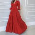 FD1306 in stock 2024 spring new cross-border women's fashionable temperament V-neck long sleeved mid length dress