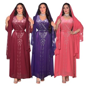 XQY500197 Cross border Amazon Middle East Clothing Dubai Arab Banquet Dress Hot Diamond Robe Dress