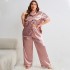 Summer simulation silk plus size sleepwear fashionable casual shirt sleepwear set sexy and comfortable women's home clothing wholesale