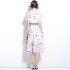 Real time spot printed waist cinching shirt dress with waist belt for commuting