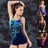 2024 new multi colored European and American one-piece sports swimsuit women's racing printing color blocked flat angle swimsuit foreign trade wholesale