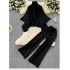 Yujie Winter Dress Female Korean East Gate Lazy Style Loose High Collar Cloak Sweater Knitted Sweater Casual Pants Set