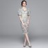 -New 2024 style socialite queen style bubble sleeves French high-end floral dress for women, summer retro