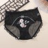 New Chinese style sexy pure desire printed lace underwear, antibacterial, breathable, comfortable, silk mid waist mesh women's triangle pants