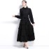 Real time spot lace lace long sleeved buckle long dress, autumn classic intellectual vacation style ins