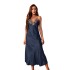 Amazon imitation silk nightgown women's summer camisole dress V-neck sexy long sleepwear home manufacturer supplies sleepwear