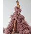 Sunshine Fluffy Off Shoulder Ball Dress Tulle Maternity Dress Photography Foreign Trade One Shoulder Mesh Tail Short in Front and Long in Back