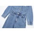 European and American wholesale Amazon spring new women's clothing lapel, single breasted pocket, long sleeved belt, straight leg jeans