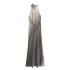 Foreign trade 2024 summer new women's clothing European and American style silk satin texture striped backless long dress 3142009