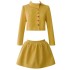 Yige Lira 2024 Autumn/Winter New Product Yellow Long Sleeve Temperament Short Top Coat Paired with Sexy Half Skirt for Women