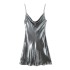 Foreign Trade 2024 Spring New European and American Fashion Style Low Neck Bareback Metal Strap Dress for Women