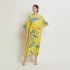 In stock - Miyake Fold Summer New Product Printed Waist Waist Dress Handmade Fold Temperament Skin Covering Long Dress