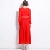 Real shooting spot 2024 new water-soluble lace splicing large swing chiffon dress dress with belt