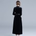 Real time spot European and American velvet long sleeved long skirt dress