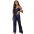 Danilin thin ice silk pajamas for women can be worn outside, casual home clothes for women, fashionable and sexy sleepwear, suspender set