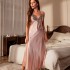 Amazon imitation silk nightgown women's summer camisole dress V-neck sexy long sleepwear home manufacturer supplies sleepwear