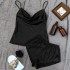 New Solid Color Ice Silk Pajamas Women's Thin Home Strap Shorts Set Sexy Lightweight Two Piece Home Clothes