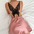 Danilin sexy short backless cross suspender skirt imitation silk thin dress women's silk sleepwear home nightgown