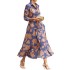 FD1517 in stock 2024 spring new cross-border women's fashionable temperament printed medium long dress