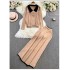 Fashion suit women's Korean version loose jacquard knitted sweatshirt two-piece set casual high waist slimming straight leg wide leg pants