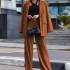 FD1114 in stock 2024 Amazon autumn and winter new item solid color long sleeved women's street photography casual suit two-piece set