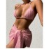 2024 new foreign trade swimsuit European and American backless sexy solid color bikini mesh short skirt bikini three piece set