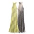 Foreign trade 2024 summer new women's clothing European and American style silk satin texture striped backless long dress 3142009