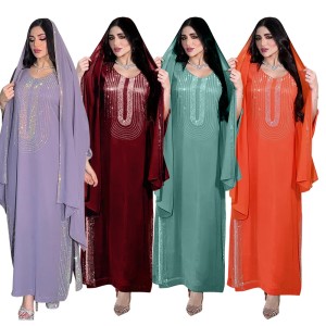 XQY500195 Middle Eastern Muslim Ethnic Clothing Fashion Hot Diamond Robe Saudi Party Dress