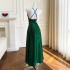 Summer new sexy backless hanging neck style grandmother green temperament fashionable white evening dress dress 67842