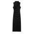 Foreign trade wholesale autumn new women's solid color pullover sleeveless pleated decoration back slit MIDI dress