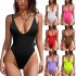 2024 new sexy European and American bikini women's one-piece swimsuit solid color multi-color swimsuit foreign trade wholesale