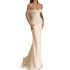 One shoulder long sleeved foreign trade white wedding dress two-piece set, detachable trailing bead embroidery, slim fit and slimming, fish tail elegant yarn