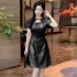 High end socialite dress, women's dress, 2024 summer new style, fashionable temperament, patchwork lace A-line dress