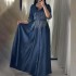 XQY500247 Cross border Amazon Middle East Muslim Satin Dress, Diamond Hot Stamped Evening Robe