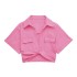 Foreign trade wholesale 2022 European and American style summer new elastic linen blended multi-color short shirt for women