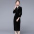 Real time spot high-quality velvet slim fit waist cinched mid length style knee high one-step skirt jacket dress for external wear