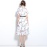 Real time spot printed waist cinching shirt dress with waist belt for commuting