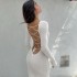 European and American style 2024 autumn women's clothing new product, tied rope sexy backless long sleeved solid color slim fitting temperament dress wholesale