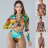 2024 New Long Sleeve Zipper Bikini High Waist Women's Split Swimsuit Conservative Sunscreen Beach Swimsuit Wholesale