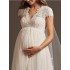 Foreign trade wedding dress, pregnant woman, high waist, large size, European and American lace, forest style, small tail, white, Amazon cross-border wedding dress