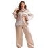 Danilin sleepwear silk ice silk thin long sleeved pants cardigan simulation silk plus size sexy home suit set