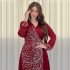 XQY500177 Cross border Middle East Fashion Diamond Inlaid Abaya Satin Evening Dress Dubai Arab Open Robe