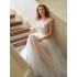 Forest style dreamy petal wedding dress 2024 new French princess simple and slimming, waist cinched, V-neck tied, light trailing