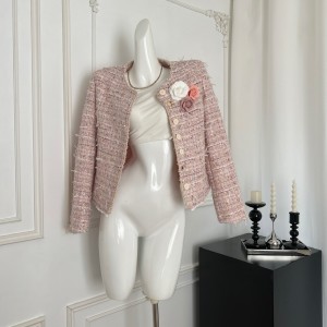 COOLLINE Lin Zixi Austin girl sweet and precious, slightly cinched waist, pink temperament, little fragrant jacket