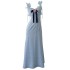 Summer new style small fresh temperament sky blue suspender dress slim fit and slimming long dress 68523