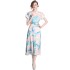 Real time spot 2024 summer new lapel shirt long skirt high-end printed short sleeved dress