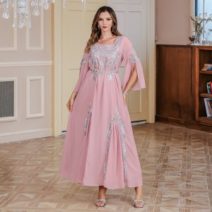 Cross border European and American Muslim Robe Women's Dubai Women's Elegant Dress Amazon Embroidered Women's Robe Wholesale