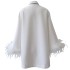 Yige Lira 2023 Autumn/Winter New Product White Feather Long Sleeve Loose Tie Daily Young Dress 68329